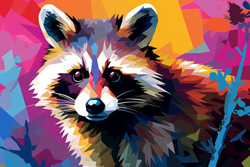 Generative AI.
wpap style abstract background, raccoon