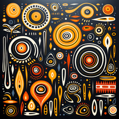 Naklejka premium Retro Geometric Swirls: Seamless Circle Pattern Wallpaper Design