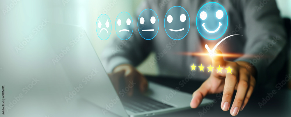 Aufkleber customer service satisfaction survey feedback for business review rating and best service or finance
