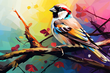 Generative AI.
wpap style abstract background, sparrow