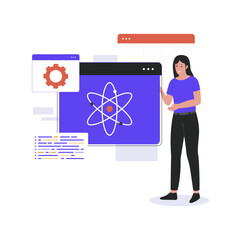 Hand drawn flat quantum illustration. Illustration for website, landing page, mobile app, poster and banner. Trendy flat vector illustration