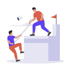Fototapeta premium People helping each other illustration. Illustration for website, landing page, mobile app, poster and banner. Trendy flat vector illustration