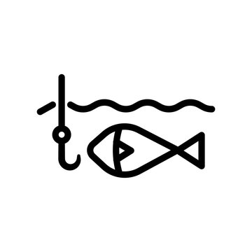 fishing black white icon in line style