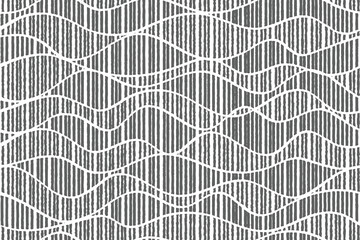 Abstract wavy seamless pattern. Striped waves hand drawn. Repeating print on a white background. Graphic sea or river wave. ocean depth