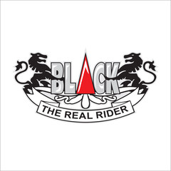 vector writing black the real rider and two lions can be used as a sticker