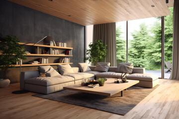 modern living room interiors rendering minimal background