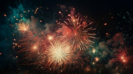 Background with fireworks. Generative AI