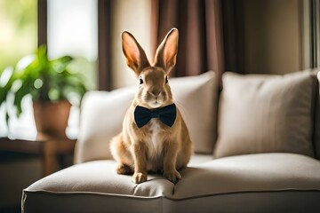 rabbit on the couch generated by AI