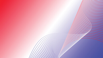 abstract tech wavy lines red white blue tricolor flag gradient background