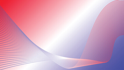 abstract tech wavy lines red white blue tricolor flag gradient background