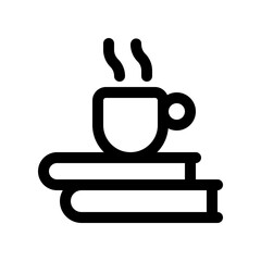 Editable coffee break, cup, books vector icon. Remote work, job, profession, freelance. Part of a big icon set family. Perfect for web and app interfaces, presentations, infographics, etc