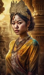 Captivating airbrush artwork brings to life an enchanting ancient Asian princess. Creating using generative AI tools