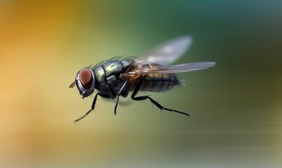 The agile fly zooms through the air, blending with nature's beauty. Creating using generative AI tools