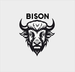 Bison animal icon vector silhouette, bison animal head logo illustration design © mohammad