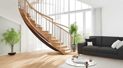modern living room with staircase