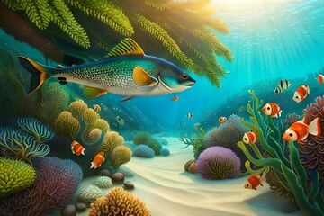 fish in aquarium generated Ai