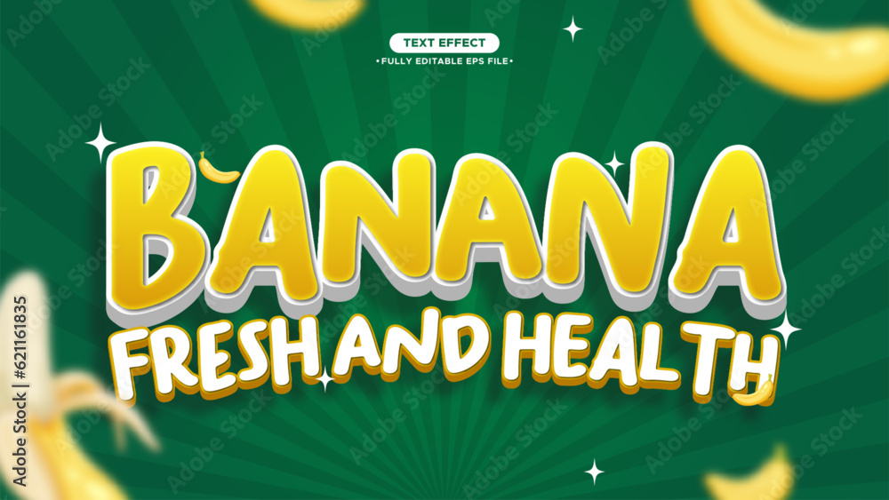 Aufkleber banana fruit text effect. editable font and text can be change