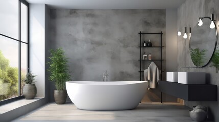 interior design background of bathtub bathroom interior house design ideas concept Created with Generative AI Technology.
