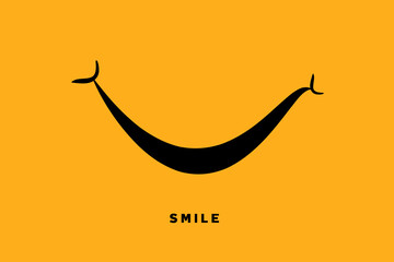 Obraz premium Abstract symbol smile graphic design. Paper pattern happy smile mouth for card, banner, poster, print. Cartoon joy icon business idea. Holiday modern decoration element. Vector illustration