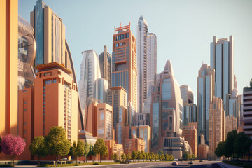 Fototapeta na wymiar modern city view rendering minimal background