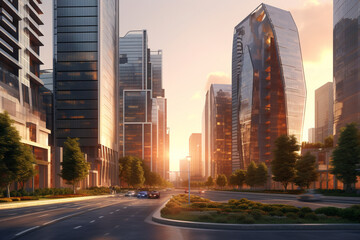 Fototapeta na wymiar modern city view rendering minimal background