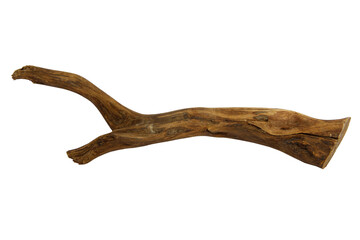 Piece of well-worn driftwood isolated on transparent background. PNG transparency
