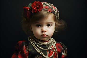 High fashion baby girl studio portrait