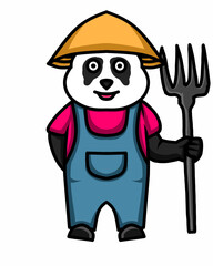 cartoon illustration of a panda who works as a farmer