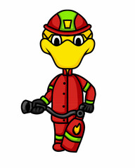 cartoon illustration who works as a member of the fire department