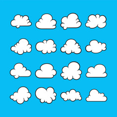Cloud Shape Collection Set of Thin Line Vector