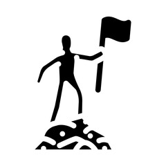 flag mountaineer top glyph icon vector. flag mountaineer top sign. isolated symbol illustration