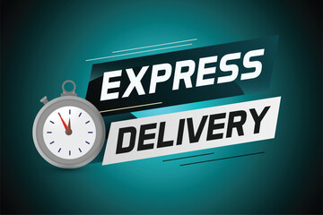 Express delivery word concept vector illustration with stopwatch style for use landing page, template, ui, web, mobile app, poster, banner, flyer, background, gift card, coupon, label	