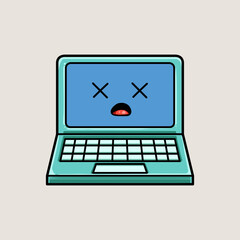 Vector illustration doodle of a laptop not responding.