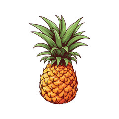 Summer fruits. Vector of minimalistic pineapple. isolated background