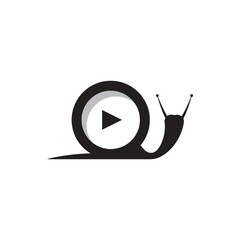 snail play button logo design illustration.