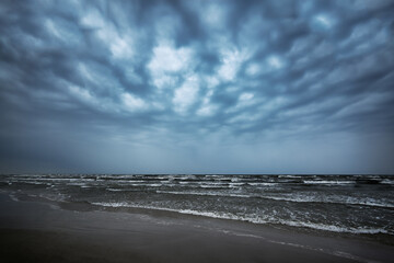 Baltic sea coast in windy day, Latvia.