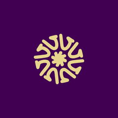 Simple radial logo design with purple and yellow theme, mandala logo design