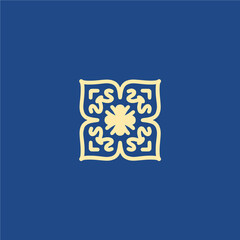 Simple radial logo design with blue and yellow theme, mandala logo design