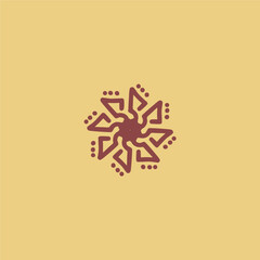 Simple radial logo design with yellow and brown theme, mandala logo design