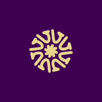 Simple radial logo design with purple and yellow theme, mandala logo design