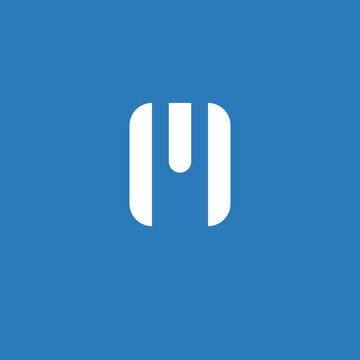 Simple modern creative letter M logo design with white and blue color