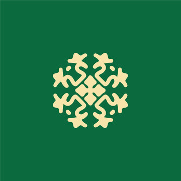 Simple radial logo design with green and yellow theme, mandala logo design
