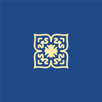 Simple radial logo design with blue and yellow theme, mandala logo design