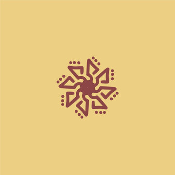 Simple radial logo design with yellow and brown theme, mandala logo design
