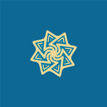 Simple radial logo design with blue and yellow theme, mandala logo design