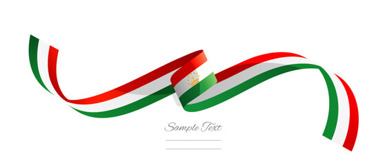 Tajikistani flag ribbon vector illustration. Tajikistan flag ribbon on abstract isolated on white color background
