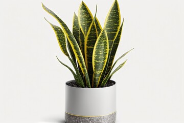 green and yellow potted plant against a white background. Generative AI