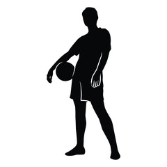 Collection of black silhouettes of soccer players. Shadows of the footballers on a white background. Sports illustrations.