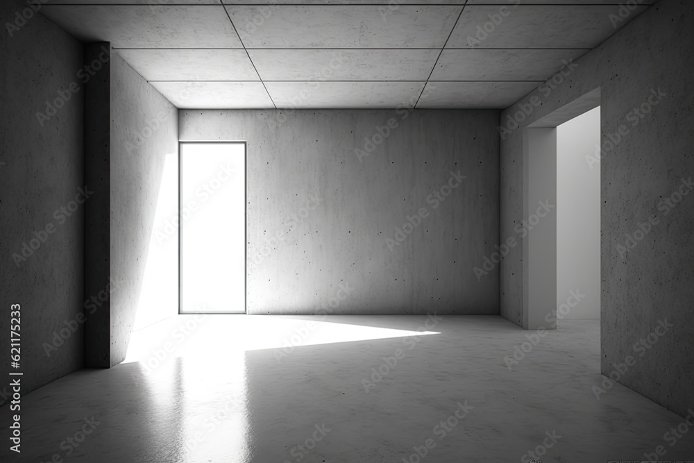 Poster n empty room with an open door, inviting you to explore. generative ai