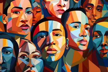 Obraz na płótnie Canvas Colourful abstract face collage segmentation art